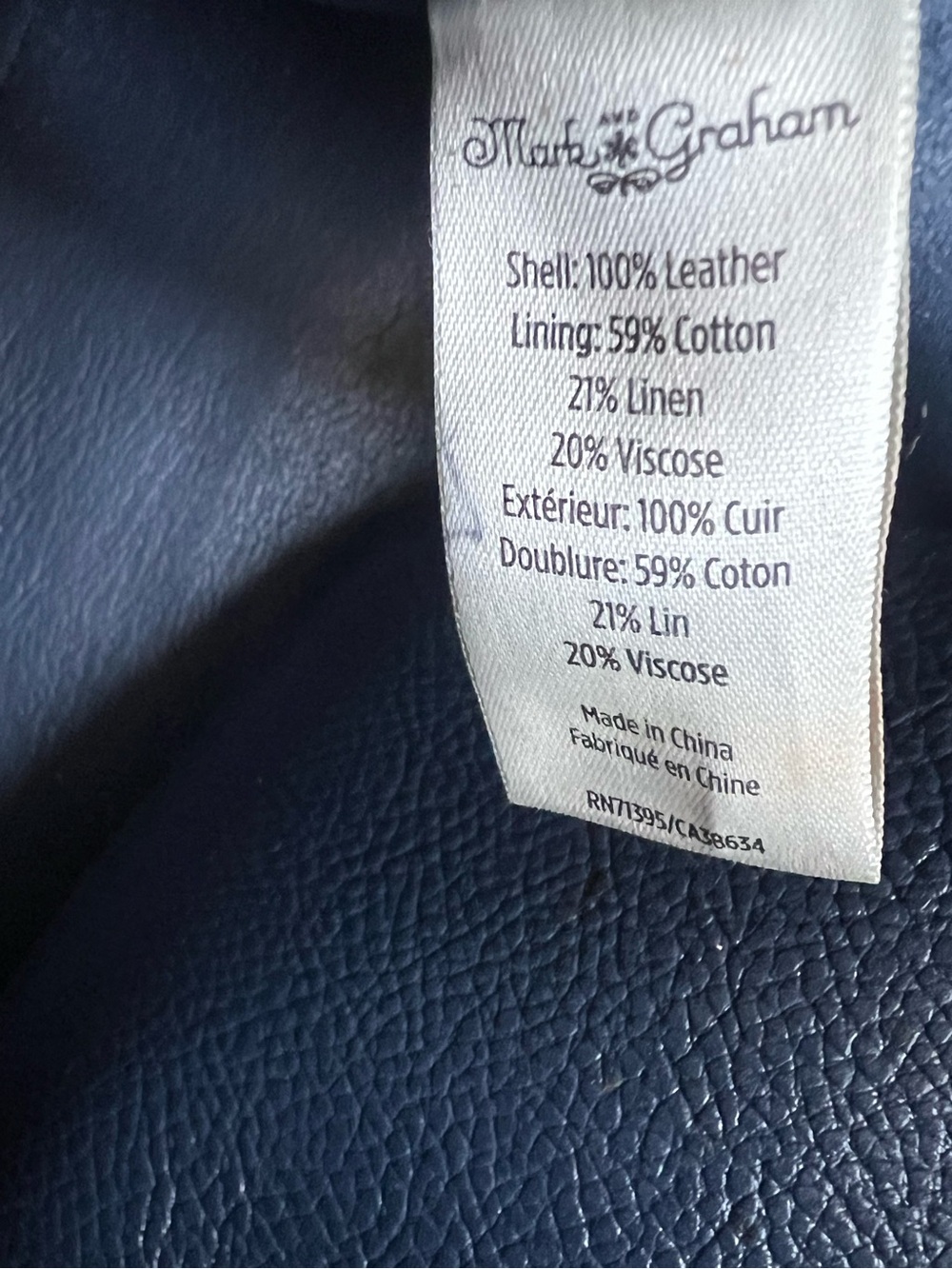 Mark & Graham Everyday Italian Leather Tote - Navy - Medium - Picture 8 of 9